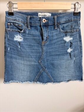 Abercrombie Kids Distressed Blue Denim Jean Mini Skirt Sz11/12